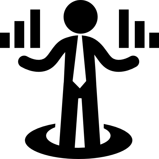 Businessman with stats graphics of bars